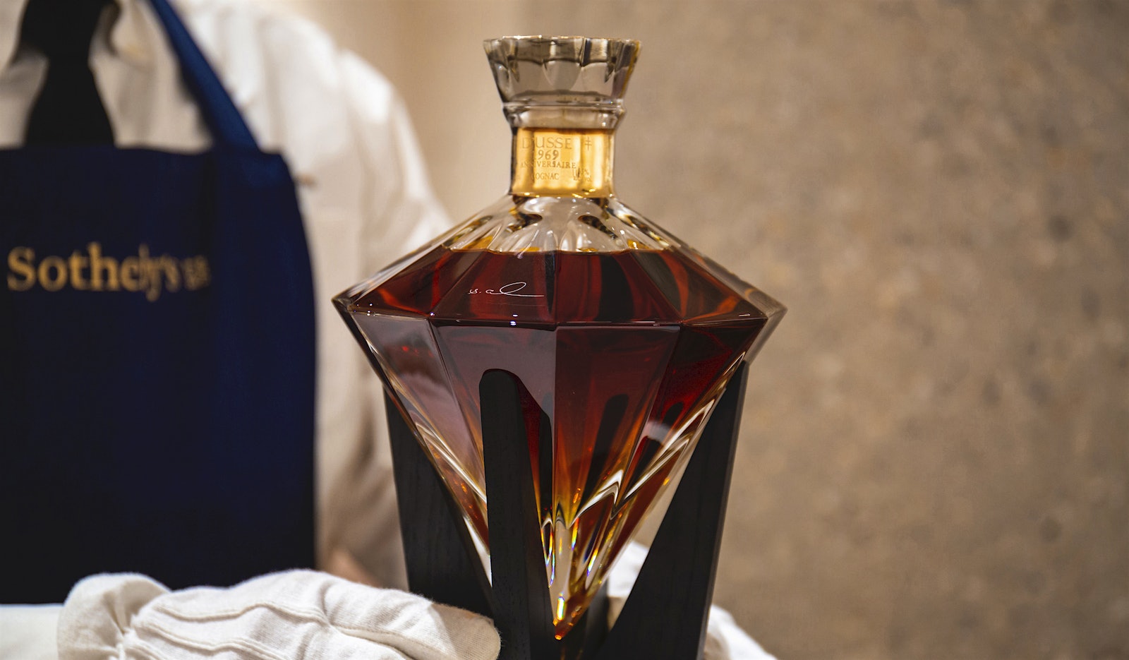 limited-edition diamond-chaped d'Ussé Cognac bottle for auction